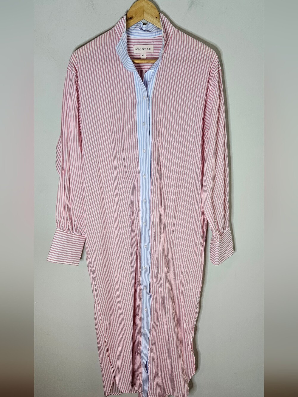 Wiggy Kit Montauk Shirt Dress red and white Stripes Maxi Cotton XS